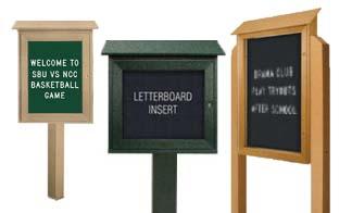 Letter Board Outdoor Message Centers w Posts (Single Door - Left Hinged) - SIZES REFER to VIEWING AREA