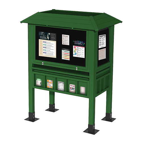 Eco-Design 4-SIDED Kiosk Free-Standing Outdoor Information Message Center - Faux Wood