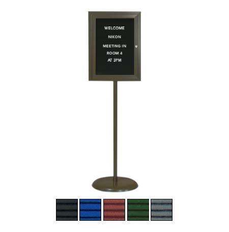 Indoor Enclosed Letter Board Floor Stand 18 x 24 | Single Locking Door, Black Display Case