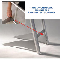 Unit ships knocked down for ship cost savings. Easy feet assembly will allow for the 2-TIERED Literature rack upright in minutes.