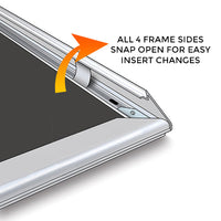 ALL 4 FRAME RAILS SNAP OPEN FOR EASY CHANGE of POSTERS 22 x 28