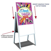 TOP LOADING A-FRAME SIDEWALK SIGN 24x36 (SHOWN IN SILVER)