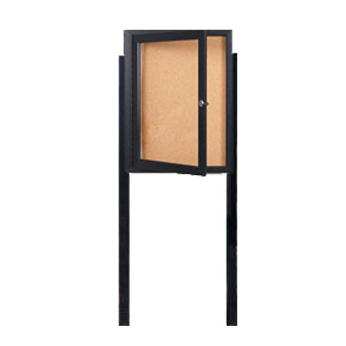 SwingCase Free-Standing 36x36 Outdoor Bulletin Board Display Case with Posts | All-Weather, Single Door Metal Cabinet