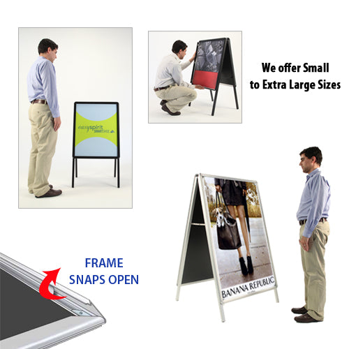24x36 A-FRAME FLOOR STAND with with RADIUS STYLE SNAP FRAME (not shown to scale)