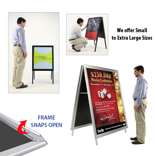 24x48 A-FRAME FLOOR STAND with BOLD 2 1/2" WIDE SNAP FRAME (not shown to scale)