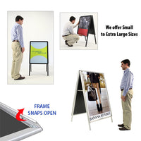 36x36 A-FRAME FLOOR STAND with with RADIUS STYLE SNAP FRAME (not shown to scale)