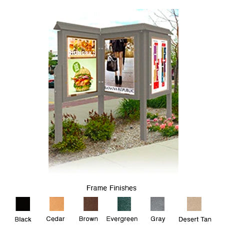 ECO-Design 6-Sided Multi-View Kiosk, Outdoor Free-Standing Information Message Boards