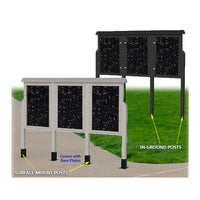 3-IN-ROW Kiosk ECO-Design Outdoor Freestanding Information Message Boards -Faux Wood Cabinet