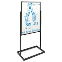 24 x 36 Dry Erase White Board, Double Pedestal Sign Holder with Open Face Board, Double-Sided, Black Aluminum