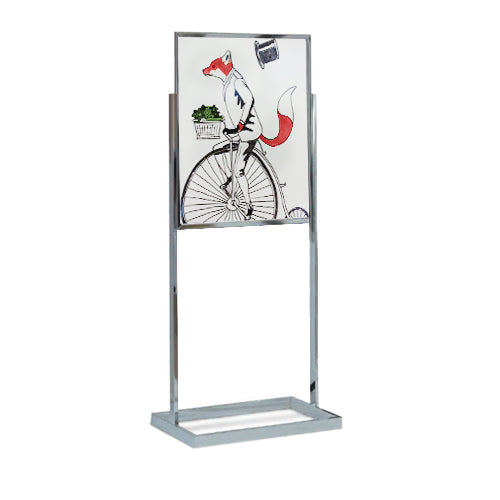 22 x 28 Dry Erase White Board Pedestal Sign Holder with Open Face Board, Double-Sided, Silver Chrome Aluminum Floor Stand