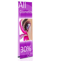 Double-Sided 24" Wide Banner Stand Euro-Style | Adjustable Banner Stand Height 42" to 72" | Matte Black Bannerstand Finish
