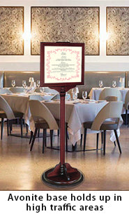 Hardwood Detailed Single Post Stands Tall at 54" | Double Sided