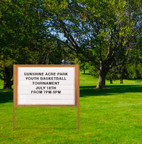 72x48 Message Sign Marquee + Posts swings open for easy changes. Ideal for Parks, Retail Stores, Houses of Worship, Community Centers + More