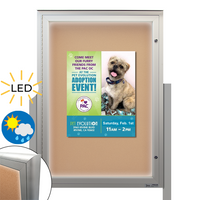 EXTREME WeatherPLUS™ Radius Edge Outdoor Enclosed Bulletin Board Stands with LED LIGHTS | Freestanding Metal Display Cases in 15+ Sizes