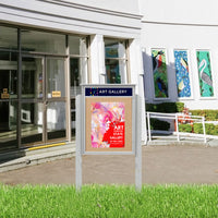 36" x 48" Outdoor Message Center with Cork Board + Header and Posts, Eco-Design Faux Wood Single Door