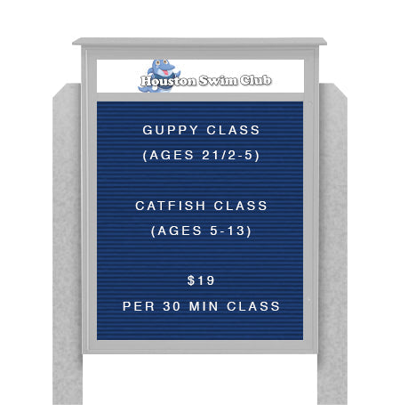 48" x 48" Standing Outdoor Message Center Letter Board with Header (Single Door)