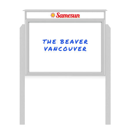 36" x 48" Outdoor Message Center - Magnetic White Dry Erase Board with Header and Posts