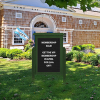 Outdoor Message Center Letter Board 60 x 40 with Posts | TOP Hinged Single Door Information Board | Eco-Design Faux Wood