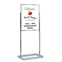 24 x 36 Dry Erase White Board Double Pedestal Message Board with Open Face, Double-Sided, Silver Chrome Aluminum Stand