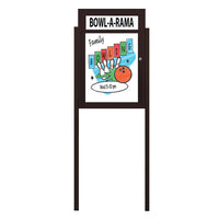 Outdoor Dry Erase Marker Board with Two Posts, Your Message Header, and LED Lights | Enclosed White Board Display Case in 7 Sizes