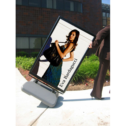 28x44 Outdoor Heavy-Duty Curb and Sidewalk Sign Holder for XL Poster Graphics | Double-Sided Snap Frame with Fillable Base + Wind Resistant