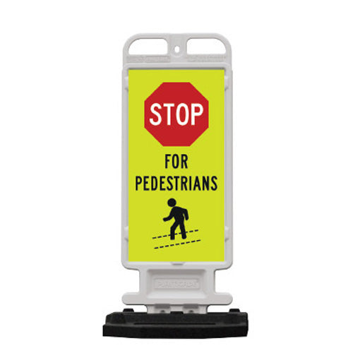 12" x 24" Prismatic Stop for Pedestrians Vertical Panel with 28 LB Base