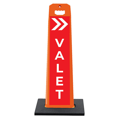 14.75"W x 44.5"H Vertical Panel with 9 LB Base Shown in Orange Signholder