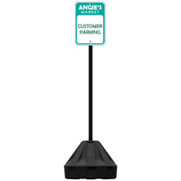 24" Rolling Outdoor Portable Parking Lot Sign with 60" Post | Shown with Black Post and Black Base