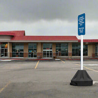 24" Rolling Outdoor Portable Parking Lot Sign with 72" Post | Shown with White Post and Black Base