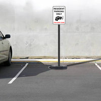 Portable Outdoor 60" High Sign Stand | 30 LBS Rubber Base with Wheels | White or Black Post