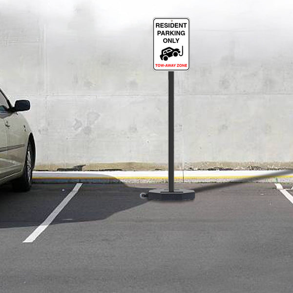 Portable Outdoor 60" High Sign Stand | 30 LBS Rubber Base with Wheels | White or Black Post