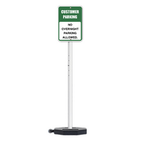 30 LBS Outdoor Portable Parking Lot Sign with wheels and 60" Post | Shown with White Post