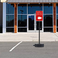 60 LBS Outdoor Portable Parking Lot Sign with wheels and 60" Post | Shown with Black Post