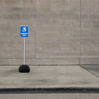 18" Rocking Outdoor Portable Parking Lot Sign with 60" Post | Shown with White Post