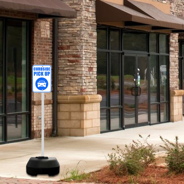 24" Rocking Outdoor Portable Parking Lot Sign with 60" Post | Shown with White Post