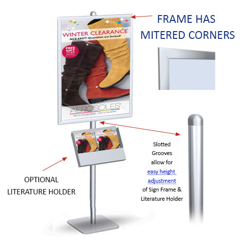 POSTO-STAND™ 8 Foot Pole with Adjustable 24x36 Poster Snap Frame and Optional Catalog Holders