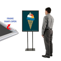 Double Pole Floor Stand 30x40 Sign Holder | Snap Frame 1 1/4" Wide