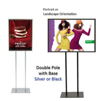 Sturdy, Double Pole Poster Floor Stand 24x30 Sign Holder with SECURITY SCREWS on Snap Frame | 9 Colorful Finishes