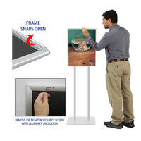 Double Pole Poster Floor Stand 30x40 Sign Holder with SECURITY SCREWS on Snap Frame 1 1/4" Wide