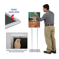 Sturdy, Double Pole Poster Floor Stand 24x30 Sign Holder with SECURITY SCREWS on Snap Frame | 9 Colorful Finishes