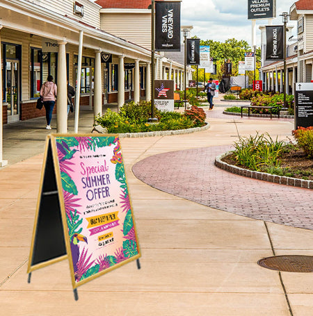 Portable, Foldable Wood A-Frame 17x23 Sign Holder | 1 1/4" Wide Snap Frame Profile in 3 Finishes