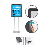 Double Pole Floor Stand 10x20 Sign Holder | Snap Frame (with Radius Corners)