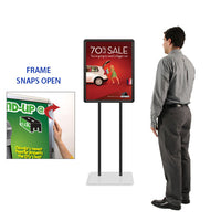 Double Pole Floor Stand 10x20 Sign Holder | Snap Frame (with Radius Corners)
