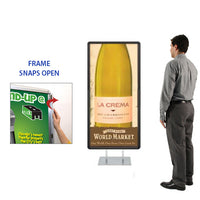 Double Pole Floor Stand 24x72 Sign Holder | Snap Frame (with Radius Corners)