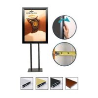 Double Pole Floor Stand 20x24 Sign Holder | Snap Frame 2 1/2" Wide