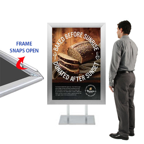 Double Pole Floor Stand 24x60 Sign Holder | Snap Frame 2 1/2" Wide