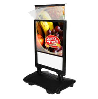 STREET-MASTER™ Wind Stand with Slide-In Frame and Fillable Water Base | Outdoor Sign Holder 2-Sided for 22” x 28” Posters