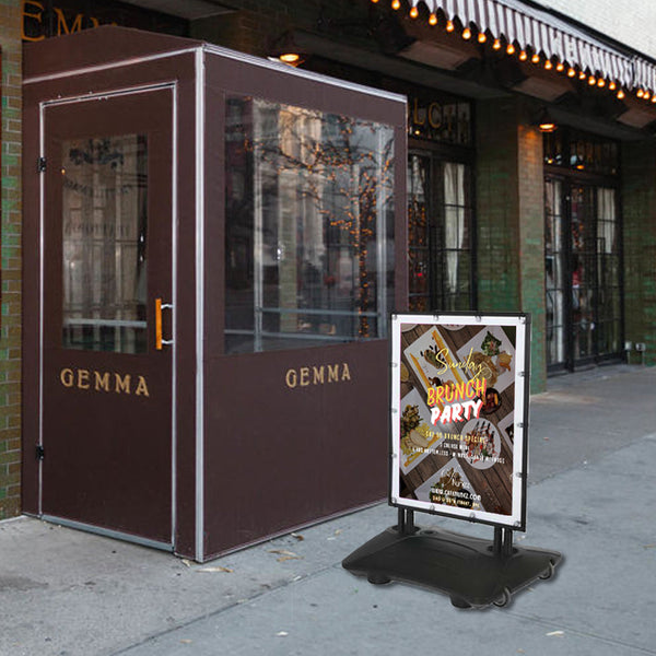 STREET-MASTER™ Sidewalk Sign with Fillable Water Base for 30”x 40” Banners | Heavy-Duty, Flex Springs