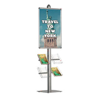 Euro-Style POSTO-STAND™ 22 x 28 Poster Snap Frame + Clear Literature Holders, Single-Sided, 6' Post Height | Adjustable