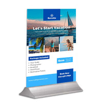 Wedge for Rigid Posters 24" Wide, Silver Aluminum Base, Table Top, Counter Stand or Floor Sign